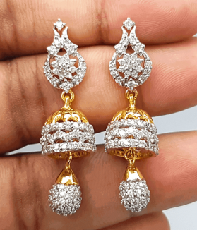 Diamond Jhumka - ডায়মন্ড বা হীরার ঝুমকা - Gems Jewellers & Gems Stone