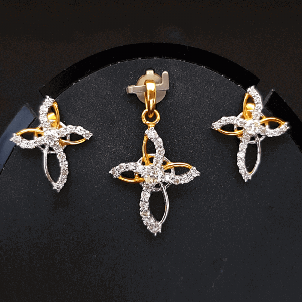 Diamond Pendant Set (Earring, Locket) - ডায়মন্ড বা হীরার লকেট সেট